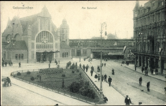 Postcard Gelsenkirchen in the Ruhr area, train station