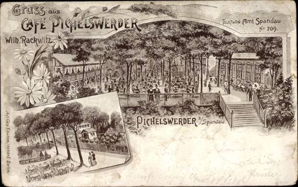 Chromo-Litho Berlin Spandau Wilhelmstadt Pichelswerder, Cafe Pichelswerder