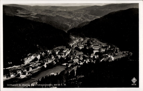 Postcard St. Blasien in the Black Forest, aerial photograph