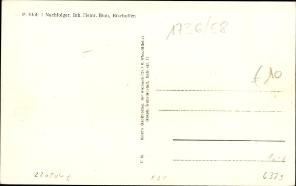 Postcard Bischoffen in Hesse, road section, action