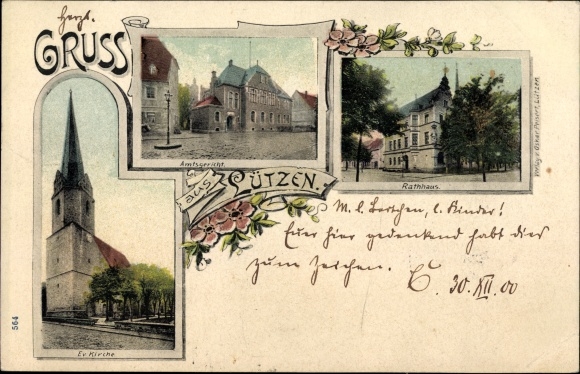 Ak Lützen im Burgenlandkreis, Amtsgericht, Rathaus, Evangelische Kirche