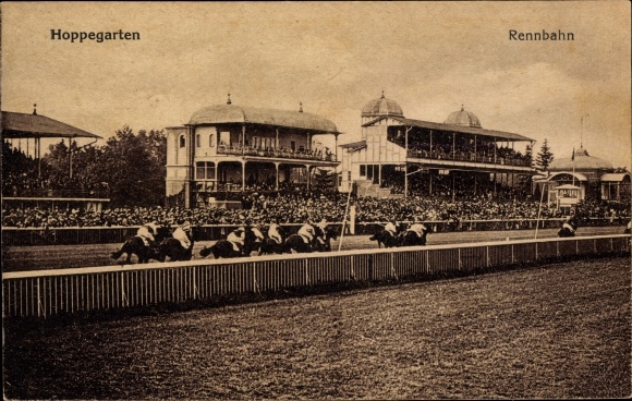 Postcard Hoppegarten in Brandenburg, racecourse, horse racing