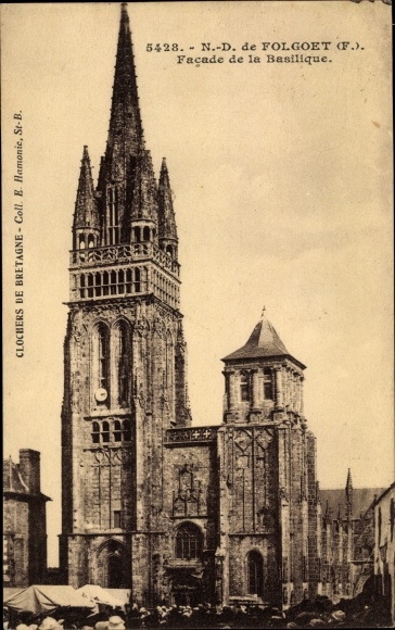 Postcard Folgoet Finistère, Facade of the Basilica