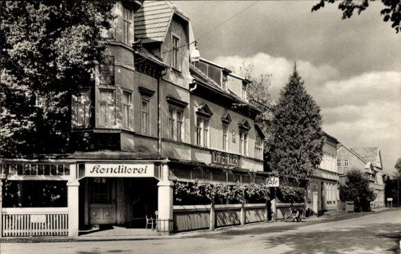 Ak Georgenthal Thüringen, Bahnhofstraße, Konditorei Café Adler