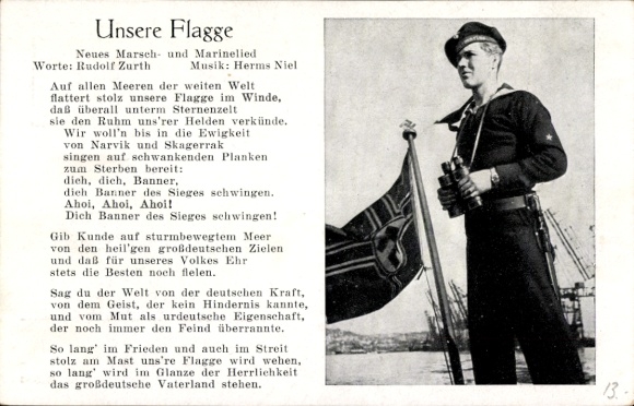 Lied Ak Unsere Flagge, Seemann mit Fernglas, Kriegsmarine, Herms Niel