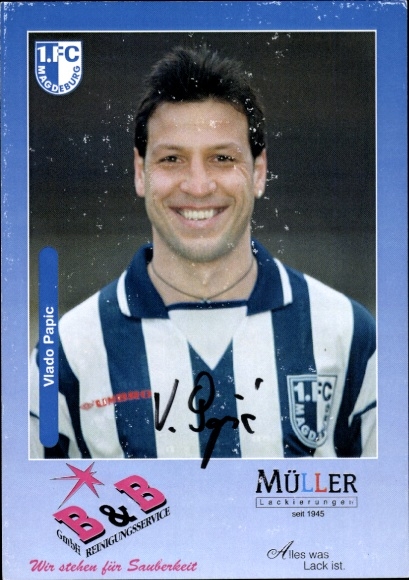Autogrammkarte Fußballer Vlado Papic, 1. FC Magdeburg, Autogramm