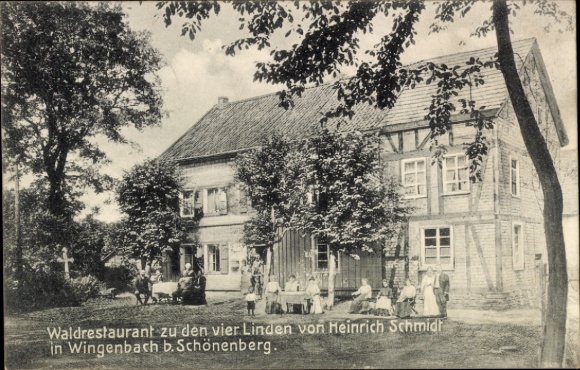 Postcard Wingenbach Schönenberg Ruppichteroth, Forest Restaurant at the Four Linden Trees