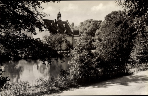 Postcard Rodewisch in Vogtland Saxony, park with castle
