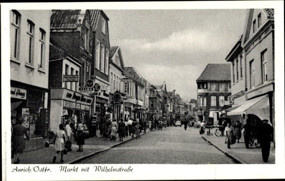 Postcard Aurich in East Frisia, Market, Wilhelmstraße