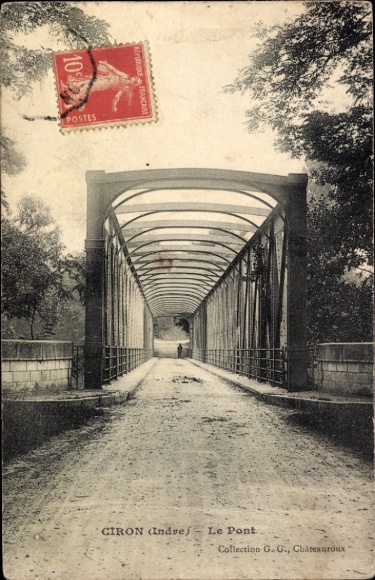 Postcard Scoury Ciron Indre, bridge, landscape, POSTES, Collection GG, Châteauroux