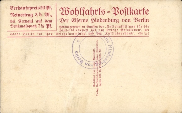 Postcard Berlin Tiergarten, Victory Column, The Iron Hindenburg, Soldiers, Nailing, War Aid