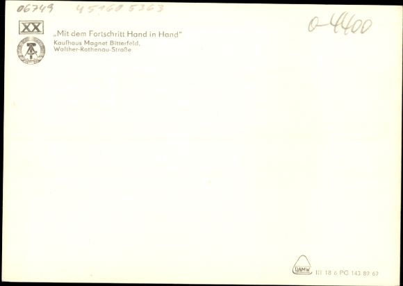Postcard Bitterfeld in Saxony Anhalt, Department Store Magnet, Walther Rathenau Street