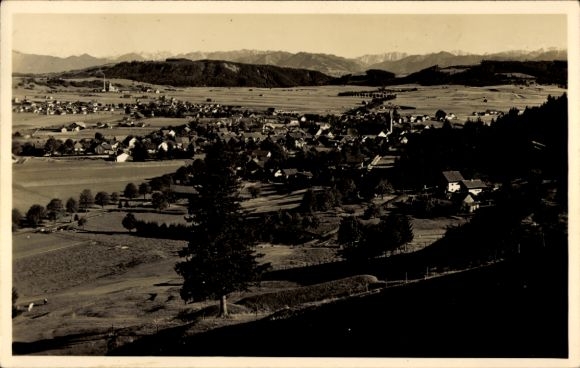 Postcard Peiting in Upper Bavaria, view from the Schlossberg
