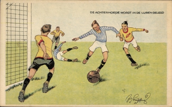 Künstler Ak Schönpflug, Fritz, Fußballer beim Fußballspiel