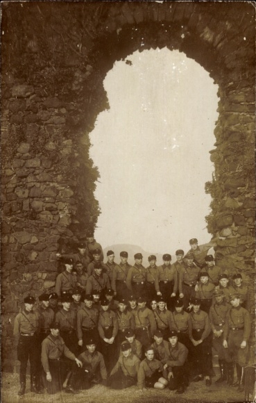 Photo Postcard HJ Pimpfe with instructors, Hitler Youth