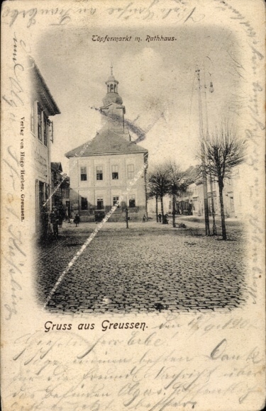 Ak Greußen in Thüringen, Töpfermarkt, Rathaus