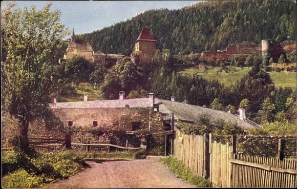 Postcard Friesach in Carinthia, ruin Petersberg