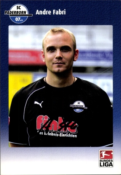 Autograph card physiotherapist Andre Fabri, SC Paderborn 07, autograph
