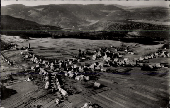 Postcard Dobel in the Black Forest, aerial photograph, Black Forest, gymnastics hall of the Badischer Turnerbund, 720 m above sea level.