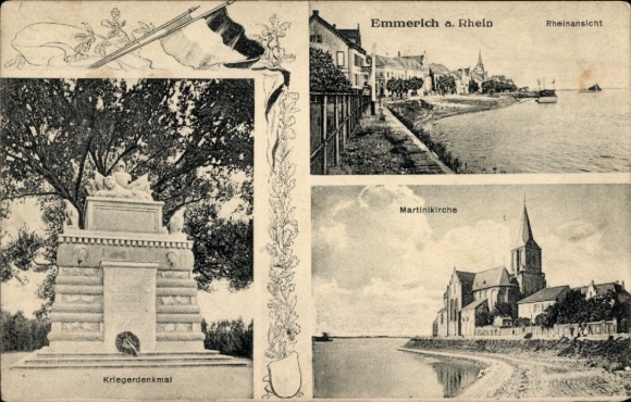 Ak Emmerich am Niederrhein, oorlogsmonument, St. Martinuskerk
