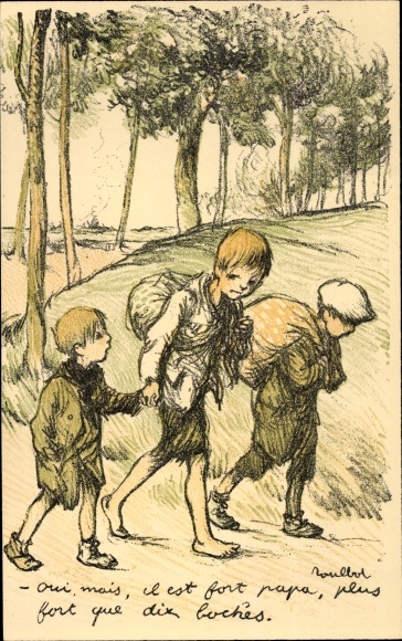 Artist Postcard Poulbot, Francisque, Il est fort papa, plus fort que dix boches