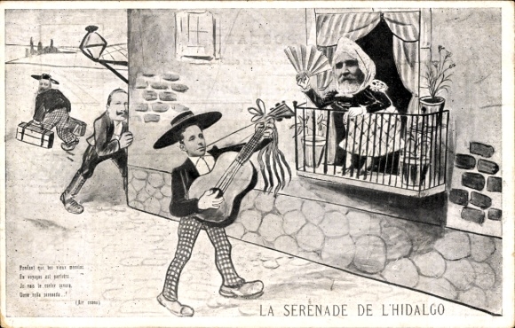 Artist PC La Serenade de l'Hidalgo, Alfons XIII, Emile Loubet, caricature