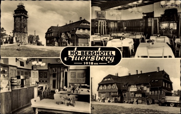 Postcard Wildenthal Eibenstock in the Ore Mountains, Auersberg, HO Berghotel, interior, observation tower