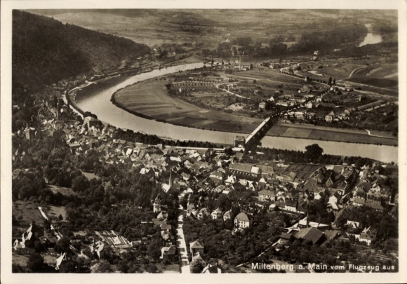 Postcard Miltenberg am Main Lower Franconia, aerial photograph