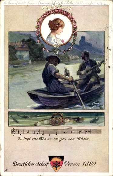 Song Postcard There is a crown in the green Rhine, German School Association No. 91