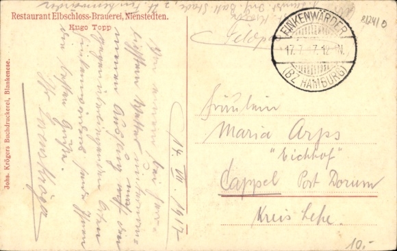 Postcard Hamburg Altona Nienstedten, Restaurant Elbschloss Brauerei