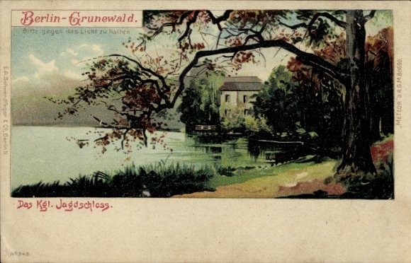 Stop against the light Postcard Berlin Zehlendorf Dahlem, Royal Hunting Lodge Grunewald, Meteor