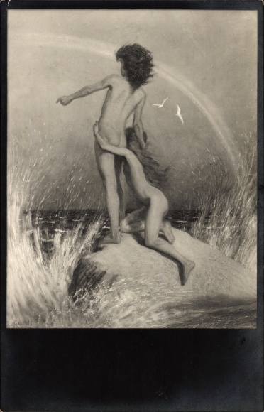 Art Nouveau kunstenaarskaart Fidus, nr. 29 Op de klif