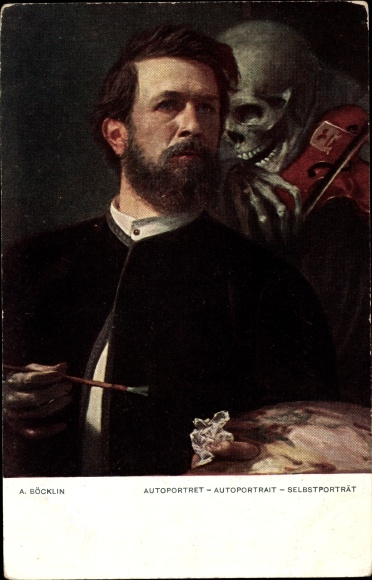 Artist PC Böcklin, Arnold, self-portrait with death, playing the violin