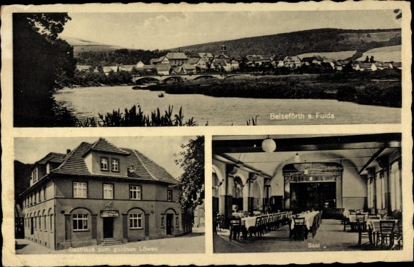 Postcard Beiseförth Malsfeld in the Schwalm Eder district, inn and boarding house to the golden lion