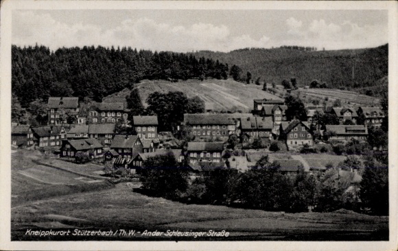 Postcard Stützerbach Ilmenau Thuringian Forest, Kneipp spa idyllic landscape with houses