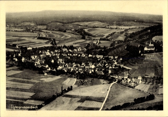 Postcard Untergruppenbach in Württemberg, aerial photograph