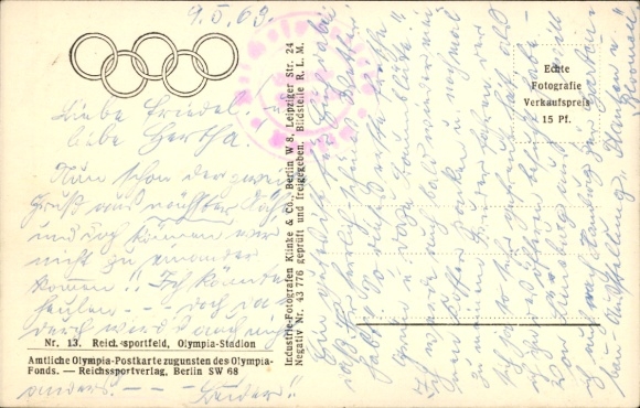 Postcard Berlin Charlottenburg Westend, Reichssportfeld, Olympic Stadium, aerial photograph