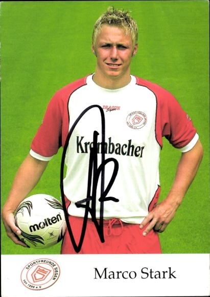 Autograph card footballer Marco Stark, Sportfreunde Siegen, autograph