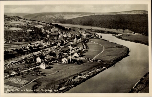 Postcard Hafenlohr am Main Lower Franconia, aerial photograph