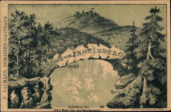 lito Brotterode Trusetal Turyngia, Inselsberg, Torstein, krasnoludki, krajobraz leśny, Zajazd Naumann