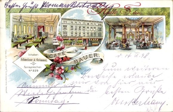 Chromo-Litho Halle an der Saale, Café Bauer, Billiards