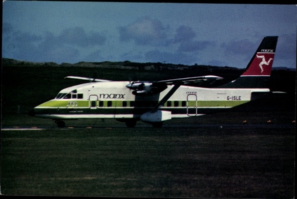 Postcard passenger aircraft Manx Airlines, Shorts 360, G-ISLE