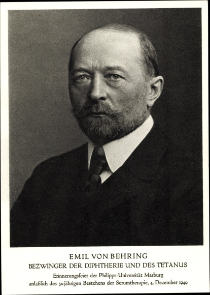 Postage stamps Postcard Marburg, Emil von Behring, conqueror of diphtheria and tetanus, 50th anniversary 1940