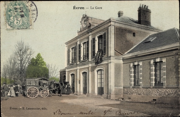 Postcard Evron Mayenne, The Station