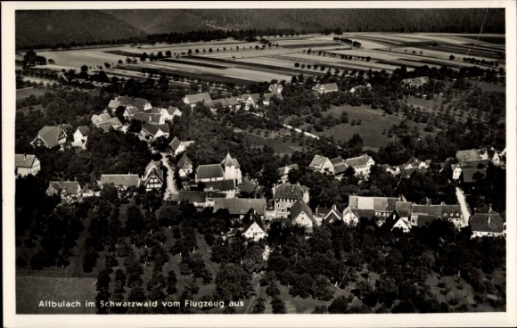 Postcard Altbulach Neubulach in the Black Forest, aerial photograph, Black Forest, houses, landscape, trees