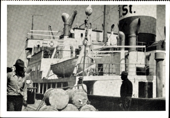 Ak MS Cläre Hugo Stinnes laadt stukgoed in Galveston, Hugo Stinnes Shipping Company