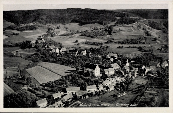Ak Michelbach an der Bilz Württemberg, Luftaufnahme von  ländliche Umgebung, Felder, Häuser
