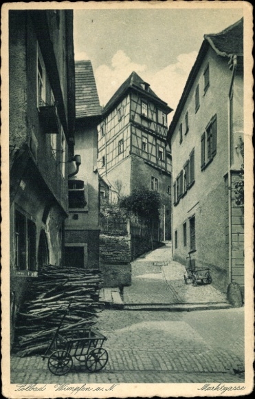 Postcard Wimpfen im Tal Bad Wimpfen am Neckar, narrow alley, half-timbered houses, cobbled street, Wimp