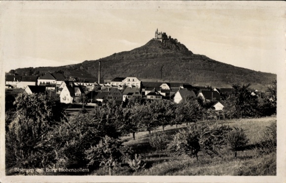 Postcard Zimmern Bisingen in the Zollernalb district, general view with Hohenzollern Castle