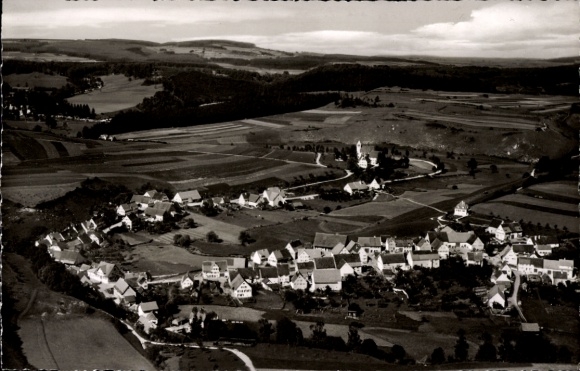 Postcard Dapfen Gomadingen in Württemberg, aerial photograph